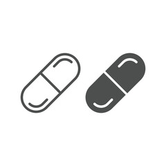 Pills capsules icon in flat style. Medical tablet vector illustration on isolated background. Healthcare drug sign business concept.