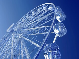 A Ferris wheel is a tall structure with a large wheel that rotates on a vertical axis