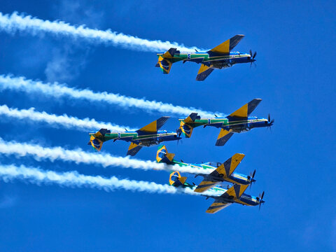 Super toucan planes during the presentation of the Smoke Squadron in Brasilia, Brazil