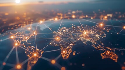 Global business expanding horizons with international CRM development, showcasing interconnected markets, diverse teams, and innovative strategies for growth and customer relationship management.