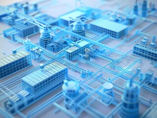 Fototapeta premium A digital representation of an industrial plant.