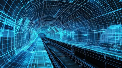 A digital representation of a subway tunnel