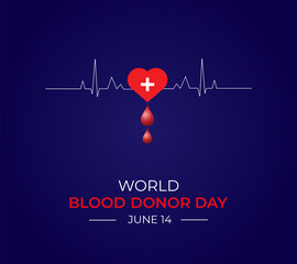  World Blood Donor Day flat illustration.14 June. Blood donor day banner, poster and card. Blood donation awareness dark poster design. Hemophilia or blood cancer day concept. jpeg format.	
