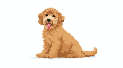 Cute curly Goldendoodle dog. Doggy of golden doodle b