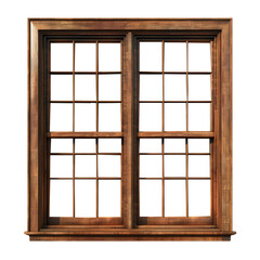 Fototapeta premium Transparent image of a minimalistic modern glass window with wooden frames