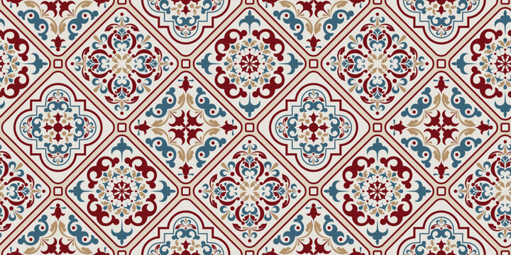 Seamless colorful patchwork. Vintage multicolor pattern in turkish style. Hand drawn background. Islam, Arabic, Indian, ottoman motifs