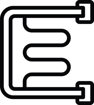recommend clip art: Simplistic icon illustration of a mounted towel warmer in black and white