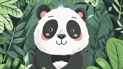Cute panda card design in Scandinavian style. Adorable