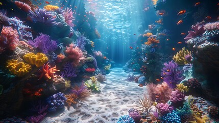 Dive into the depths of the ocean with a mesmerizing aquarium filled with vibrant coral reefs and exotic sea creatures, its tranquil beauty creating a serene ambiance for gaming adventures.