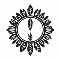 native indigenous american logo, icon, black and white colors, vector style