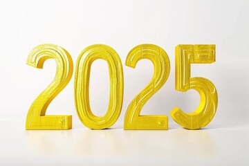 number 2025 in bold, glittering golden figures against a clean white background