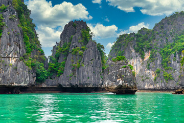 Beautiful landscape Lan Ha bay view from the Cat Ba Island. Lan Ha bay is the UNESCO World Heritage Site, it is a beautiful natural wonder in northern Vietnam