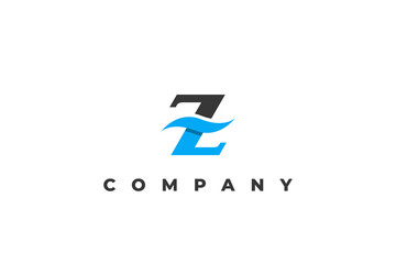 z wave blue abstract business logo