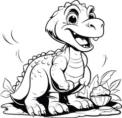 Dinosaur With Meat In Its Mouth Coloring Page for Kids