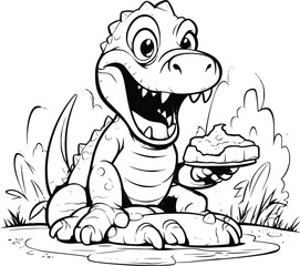Dinosaur With Meat In Its Mouth Coloring Page for Kids