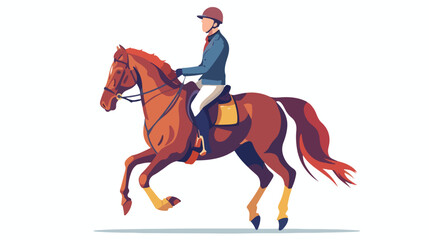 Dressage horse riding flat vector illustration. Horse