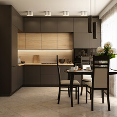 Modern kitchen in the interior