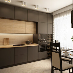 Modern kitchen in the interior