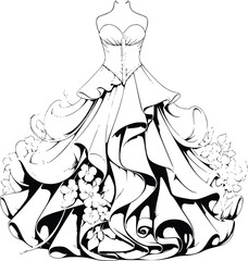Dress Coloring Pages Drawing For Kids
