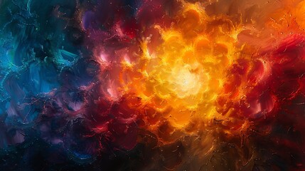 Obraz premium Abstract geometric burst, vibrant colors radiating from a central point creating a sense of energy