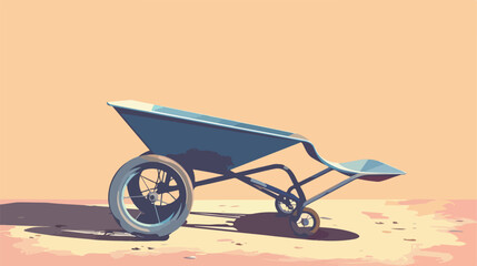 Empty wheelbarrow on color background Vector style vector