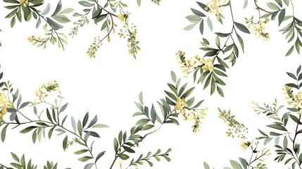 Elegant botanical seamless pattern with acacia inflor