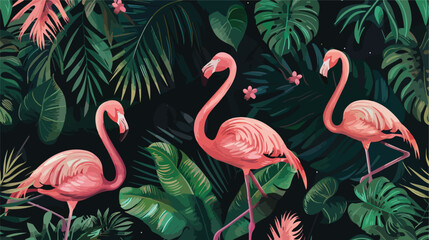 Elegant exotic seamless pattern with gorgeous pink fl