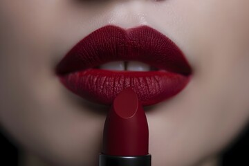 Captivating Crimson Lips A Compelling Close Up of Beauty Glamour and Cosmetic Allure
