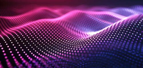 Modern abstract glowing halftone dots in neon pink hues.