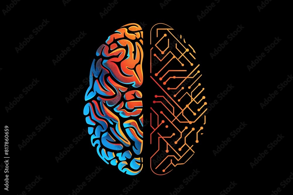 Poster artificial intelligence and emotive intellect a symbolic representation of the duality of the mind