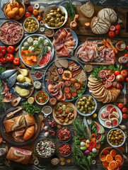 The table shows many different dishes from meat to vegan.
