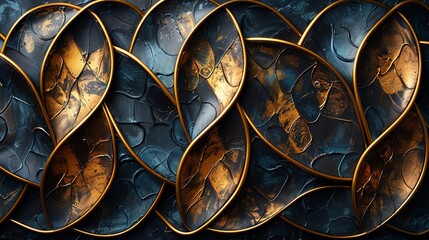 Fototapeta premium Elegant geometric lattice, gold and dark tones with intricate details for a luxurious feel