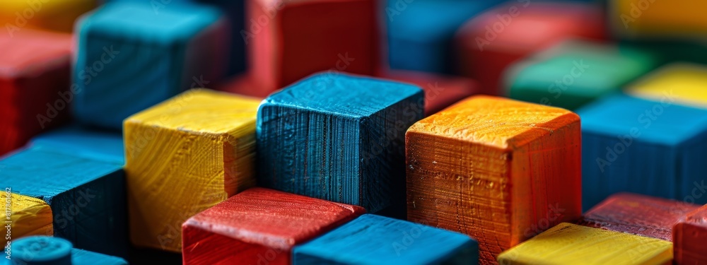 Aufkleber a close-up of building blocks forming a pattern.