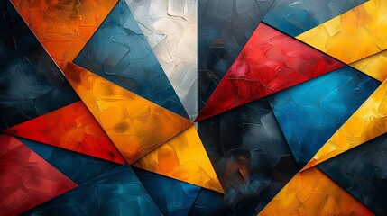 Geometric pattern with overlapping polygons, vibrant colors and sharp angles