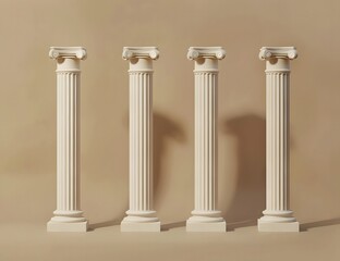 White Pillars: Industrial Design on Beige Background