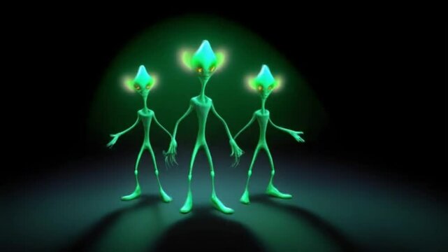 Green men - aliens dancing dance 