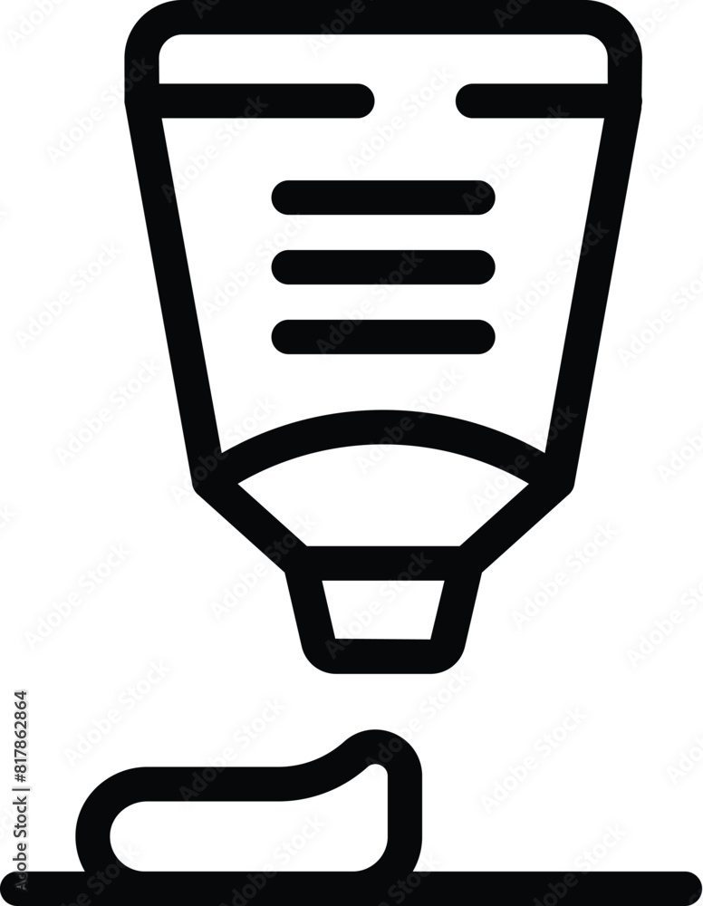 Poster simple line art icon of a toothpaste tube with a squeezedout portion