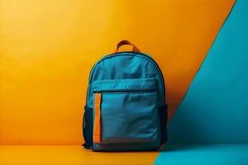 Vibrant Backpack on Colorful Studio Backdrop for Back to School Concept