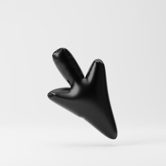 Inflated cursor icon isolated over white background. 3D rendering.