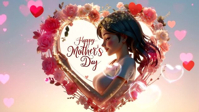 illustration of happy mother's day with the concept of love