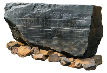 Ancient cuneiform inscriptions on a stone tablet, cut out - stock png.