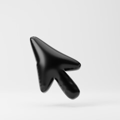 Inflated cursor icon isolated over white background. 3D rendering.