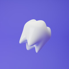 Tooth isolated over purple background. 3d rendering.