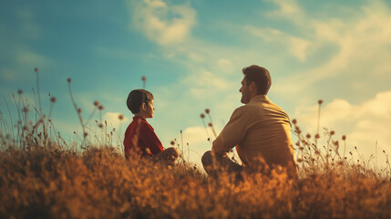 Father and kids illustrations. Father's day concept 