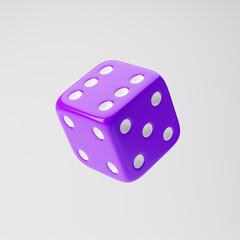 Dice icon isolated over white background. 3D rendering.