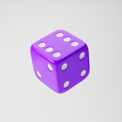 Dice icon isolated over white background. 3D rendering.