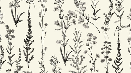 Flower pattern. Seamless background with floral herbs