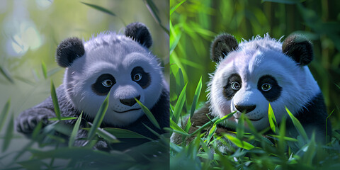 Cartoon cute panda in summer day Baby illustration