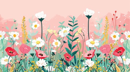 Floral poster background. Abstract spring flowers mod
