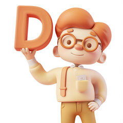 알바펫 D를 들고 있는 3D 애니메이션 캐릭터